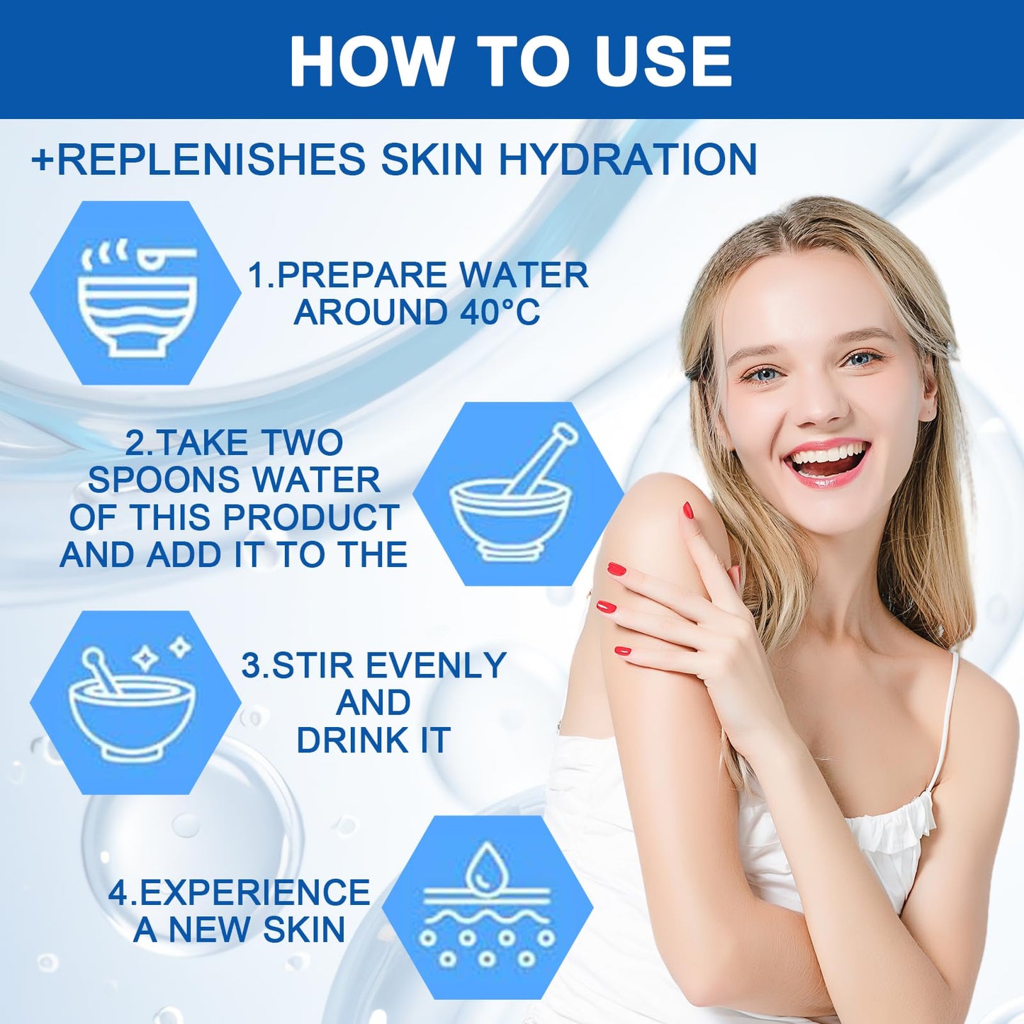 Guegine Hyaluronic Acid Powder for Face, Hyaluronic Acid Powder Organic, Low Molecular Weight, Water-Soluble Moisturizing Ingredients, Deep Hydration, Moisturizing the Skin