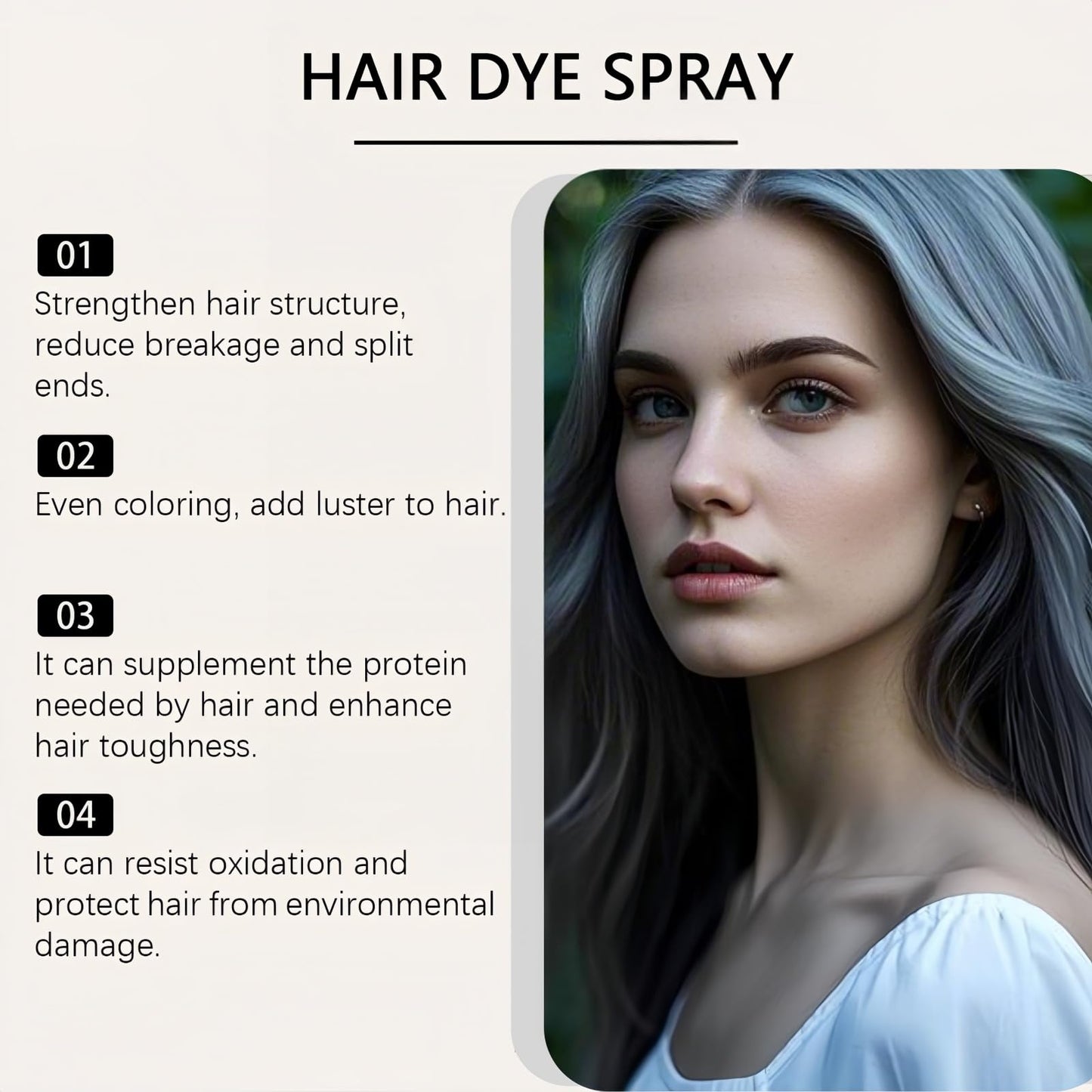 Jinjiar 2 in 1 Natural Essence Extract Silver Hair Dye,Silve-r Metallic Hai-r Dye,Silver Gray Natural Ha-ir D-ye Cream,Nice and Easy H-air Dy-e,Silv-er Hair Toner,Hair Color for Women,Hair Lightener(Silv-er)