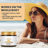 Tongyend Beef Tallow Sunscreen SPF 50+, Face Sun Cream 100% Grass Fed Tallow, Beef Tallow Natural Sunscreen for Face & Body, Beef Tallow for Skin - Sweat & Water Resistant, for Dry Sensitive Skin