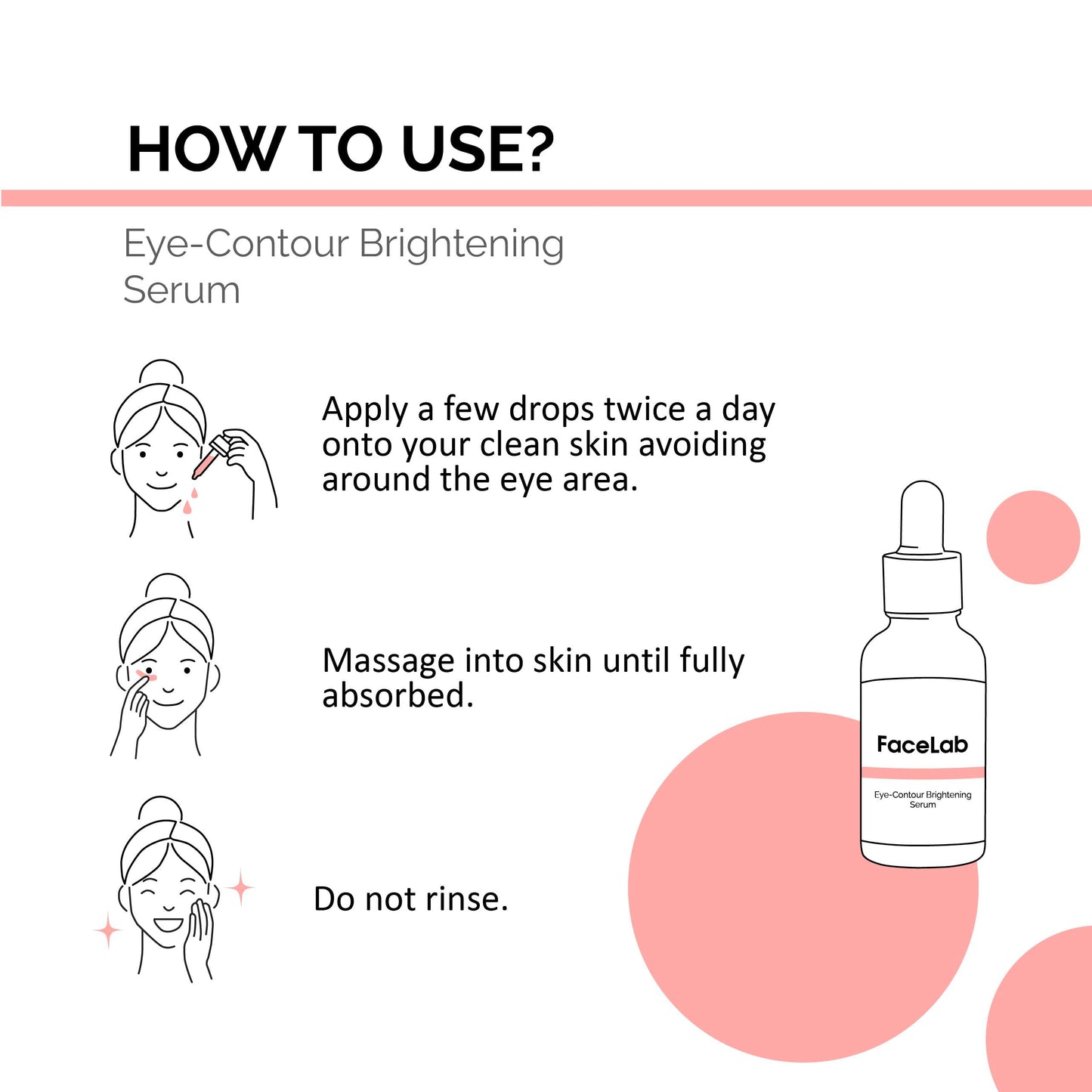 FaceLab Eye Contour Serum, Anti-Aging Algae Extract Brightening Revitalizing Eye Serum with Hyaluronic Acid&Peptides for, Firmness & Smoothness, for All Skin Types, 30ml