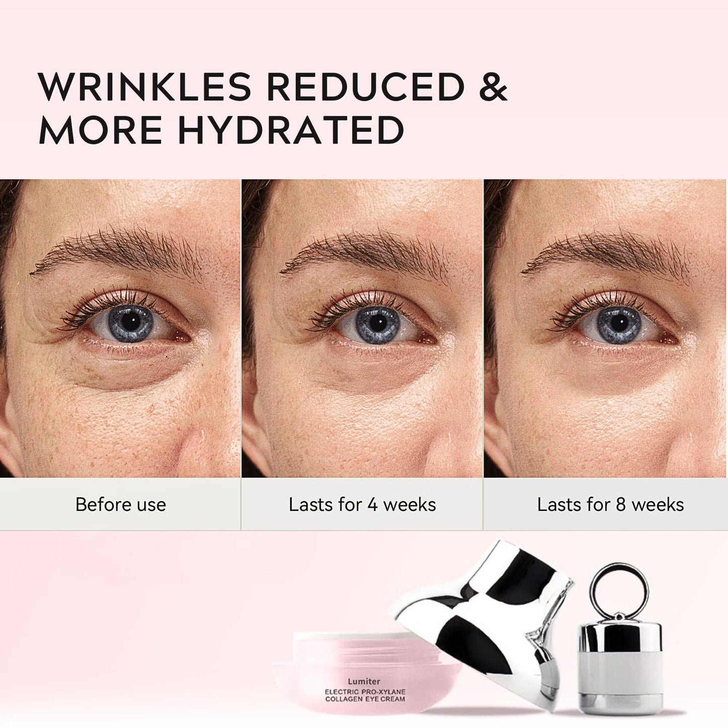 Electric Massage Eye Cream for Dark Circles and Puffy Eyes, Collagen Eye Cream Anti Aging: Smooth Fine Lines Wrinkles, Lifting & Hydration, Collagen Boosting, Korean Skincare, 30g