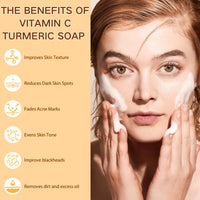 IZBEAUVO Turmeric Soap for Acne, Vitamin C Soap for Dark Spots, Natural Turmeric Lemon Soap for Smooth Skin, Hyperpigmentation, Vitamin C Turmeric Soap for Glowing Complexion, Gentle, Natural Cleansing