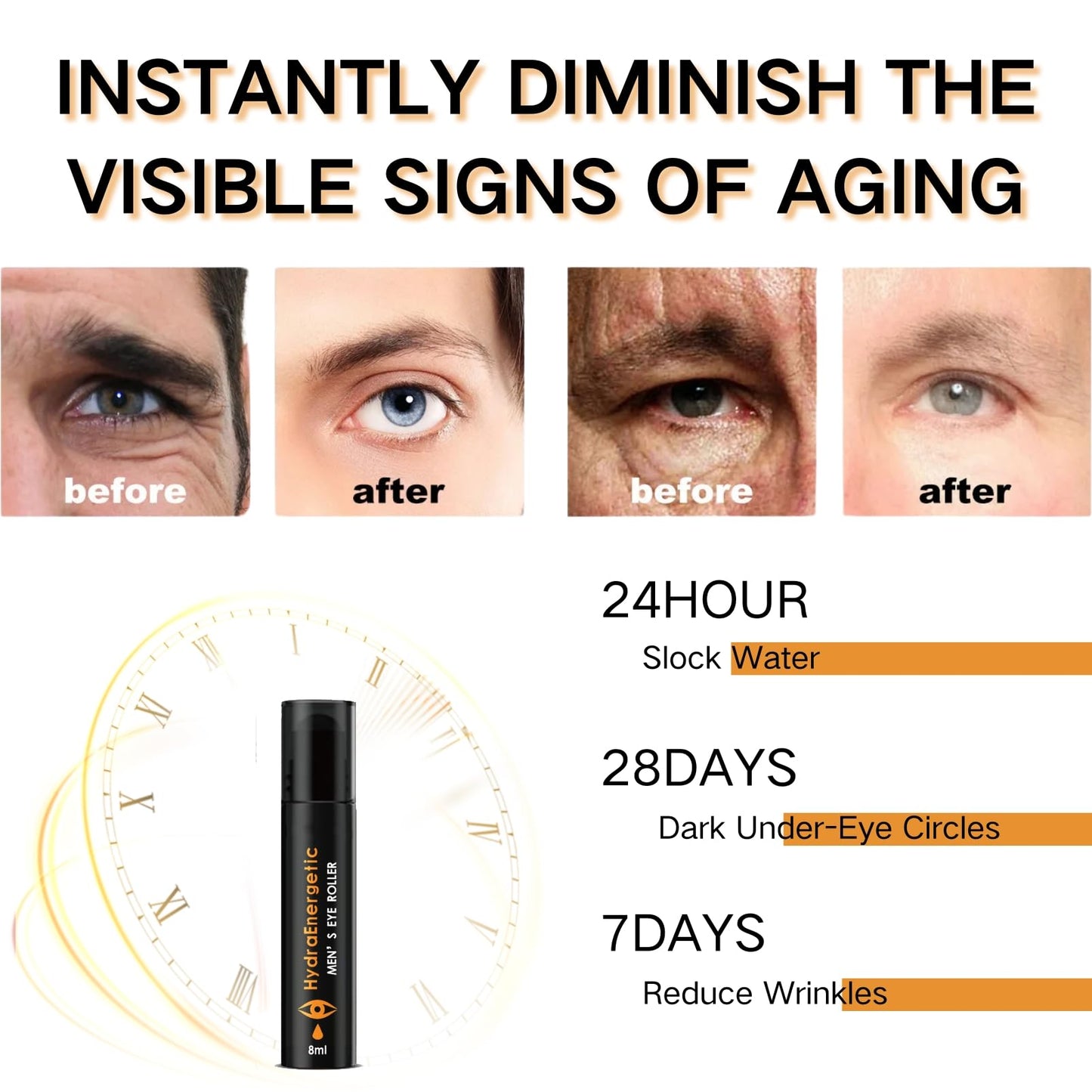 IZBEAUVO Caffeine Eye Cream,Hydra energetic Men Eye Cream Roller,Under Eye Roller for Dark Circles Lines&Puffiness,Eye Bags Remover Anti Age - instant eye tightener - Hydrating Relax Eyes Fatigue