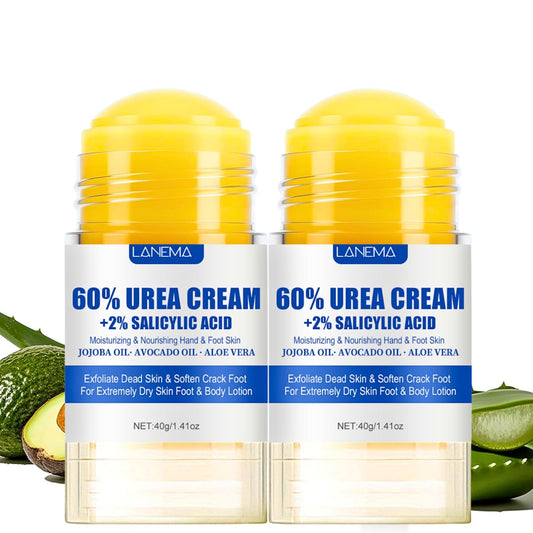 IZBEAUVO 2PC Ultimate Cracked Heel Balm Duo: 60% Urea Foot Cream Plus 2% Sali-cylic Acid - Maximum Strength Fast-Absorbing Hand Foot Repair, Dry Skin, Vegan Foot Cream for Women Men
