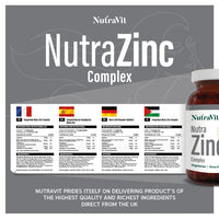 NUTRA ZINC Complex - 45mg Elemental Zinc| 60 Tablets| Contains Vitamin B6, C & D| Maintenance of Normal Immune System, Bones, Hair, Skin & Nails – Made in The UK by NutraVit