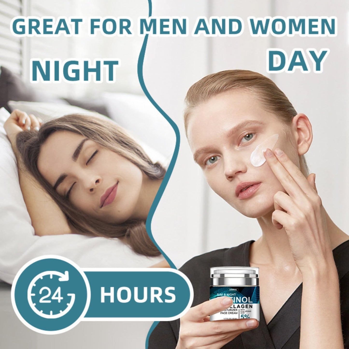Trendyfave Retinol Cream for Face, Advanced Retinol Collagen Cream for Face with 5% Hyaluronic Acid, Anti-Aging Retinol Cream, Anti-Wrinkle, Reduce Fine Lines Lifting and Firming Cream, 24-Hour Face Care 55ml