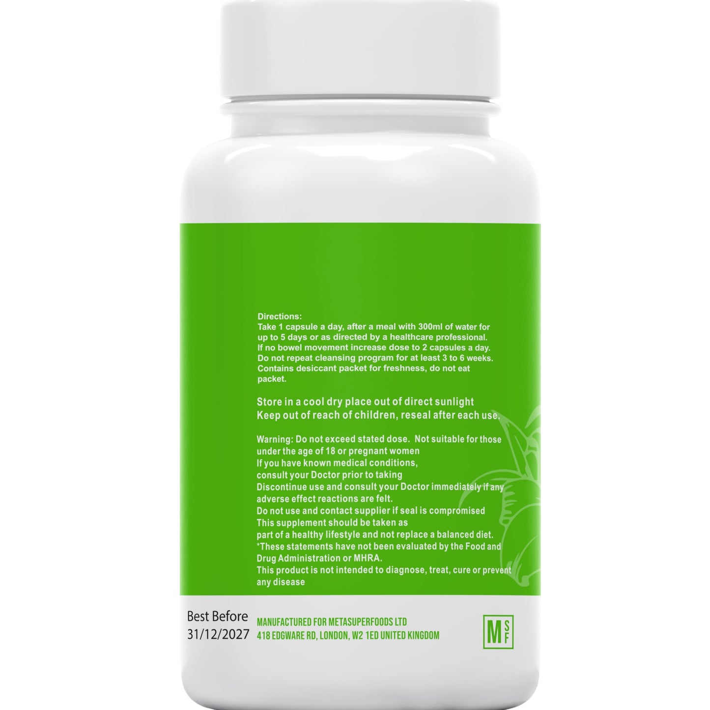 MetaSuperfoods 5 Day Rapid Colon Detox & Cleanse | Vegan Capsules | Natural Laxative with Probiotic | Constipation Bloating Gut Detox Relief | Easy to Swallow