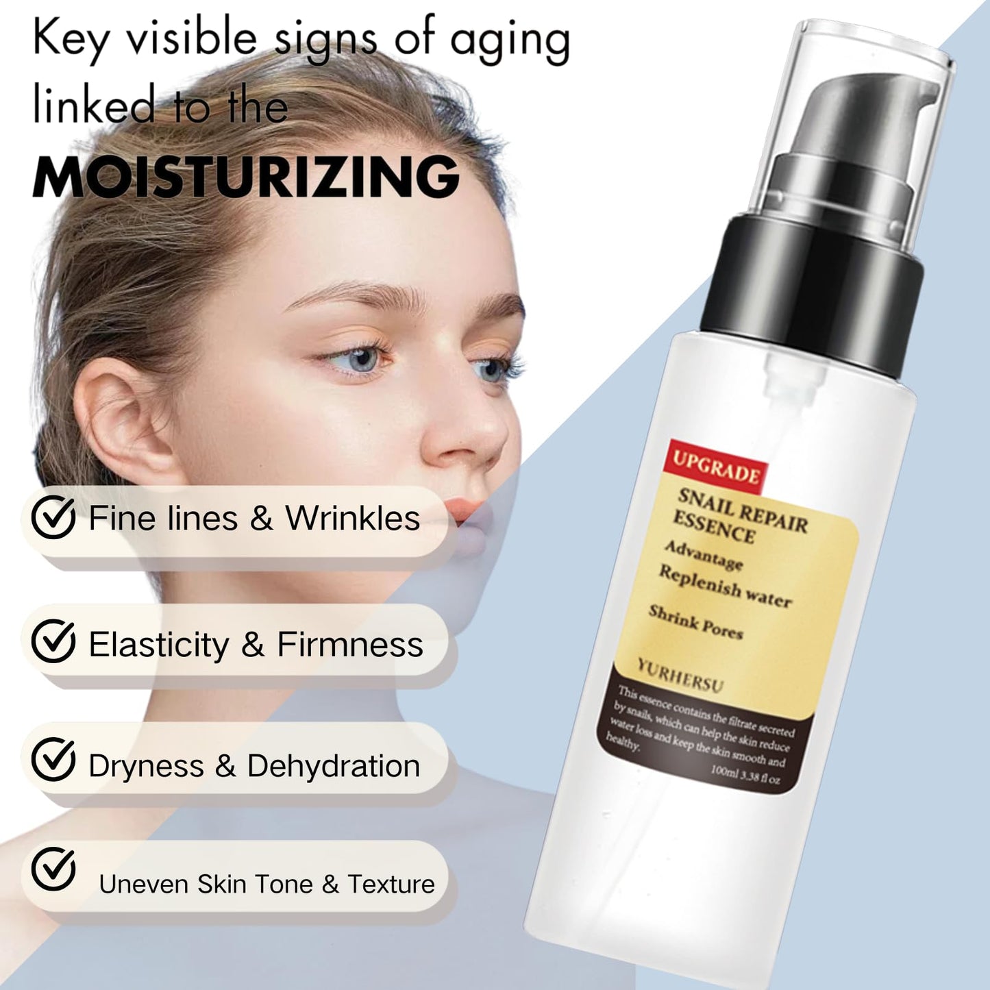 ISBEAUSOLS Snail Mucin Essence-Face Serum for Women-Skin Care with Hyaluronic Acid,Niacinamide&Collagen-Anti-Dark Spots, Wrinkle, Aging Brightening Serum Face-Collagen Snail Essence 100ml