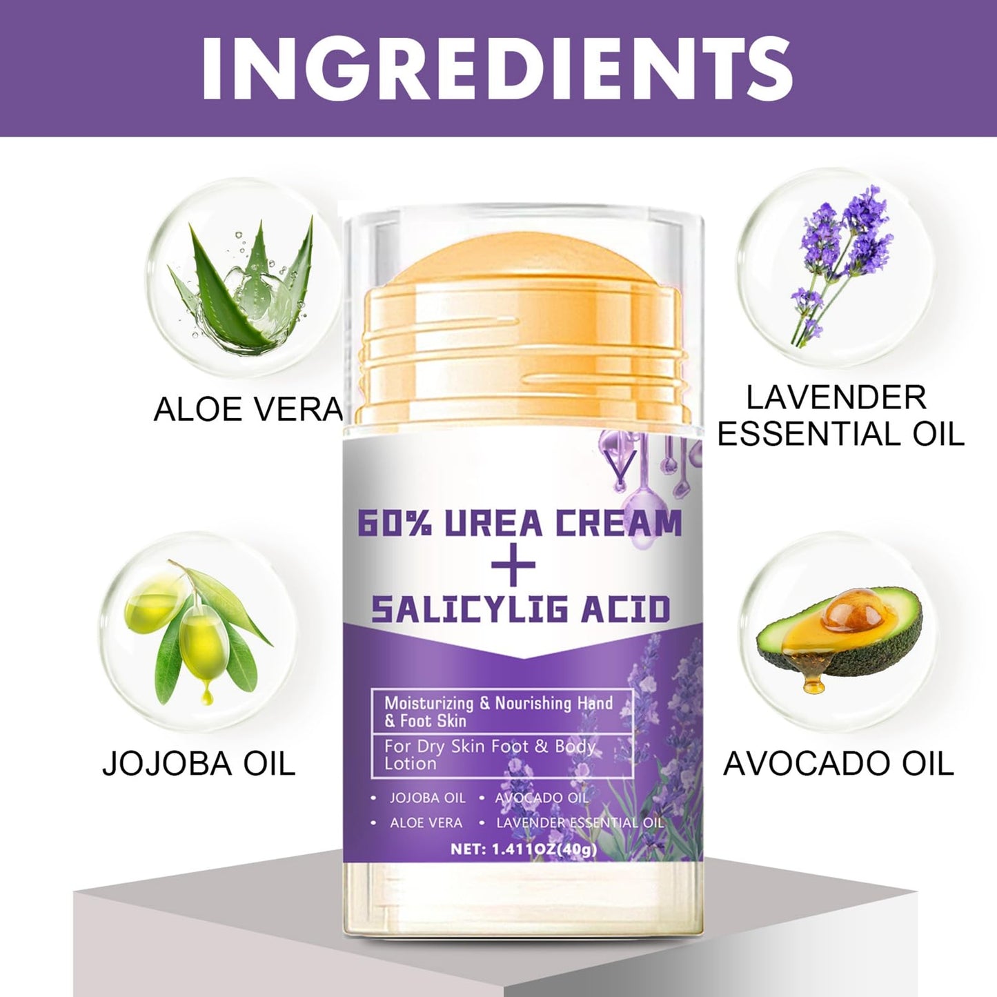Maggidea Urea Cream 60% for Feet & Dry Cracked Skin - Urea Foot Cream - Lavender Foot & Hand Cream for Cracked Heels and Dry Skin - Moisturizing Foot & Hand Balm for Heels, Knees, Elbows & Hands