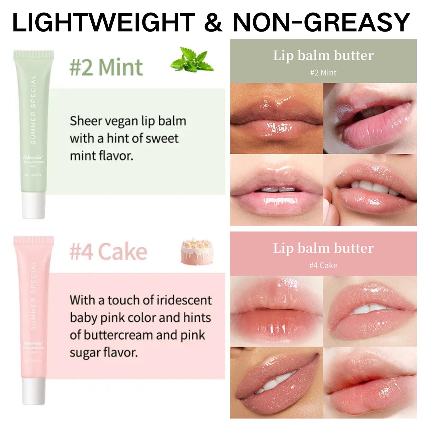 Summer Special Lip Butter Balm,Hydrating & Nourishing Lip Gloss,Conditioning Lip Mask and Lip Balm for Instant Moisture,Non-Greasy Soothes Dry Lip Care Oil,Lightweight Summer SPF Lip Balm (2pcs)