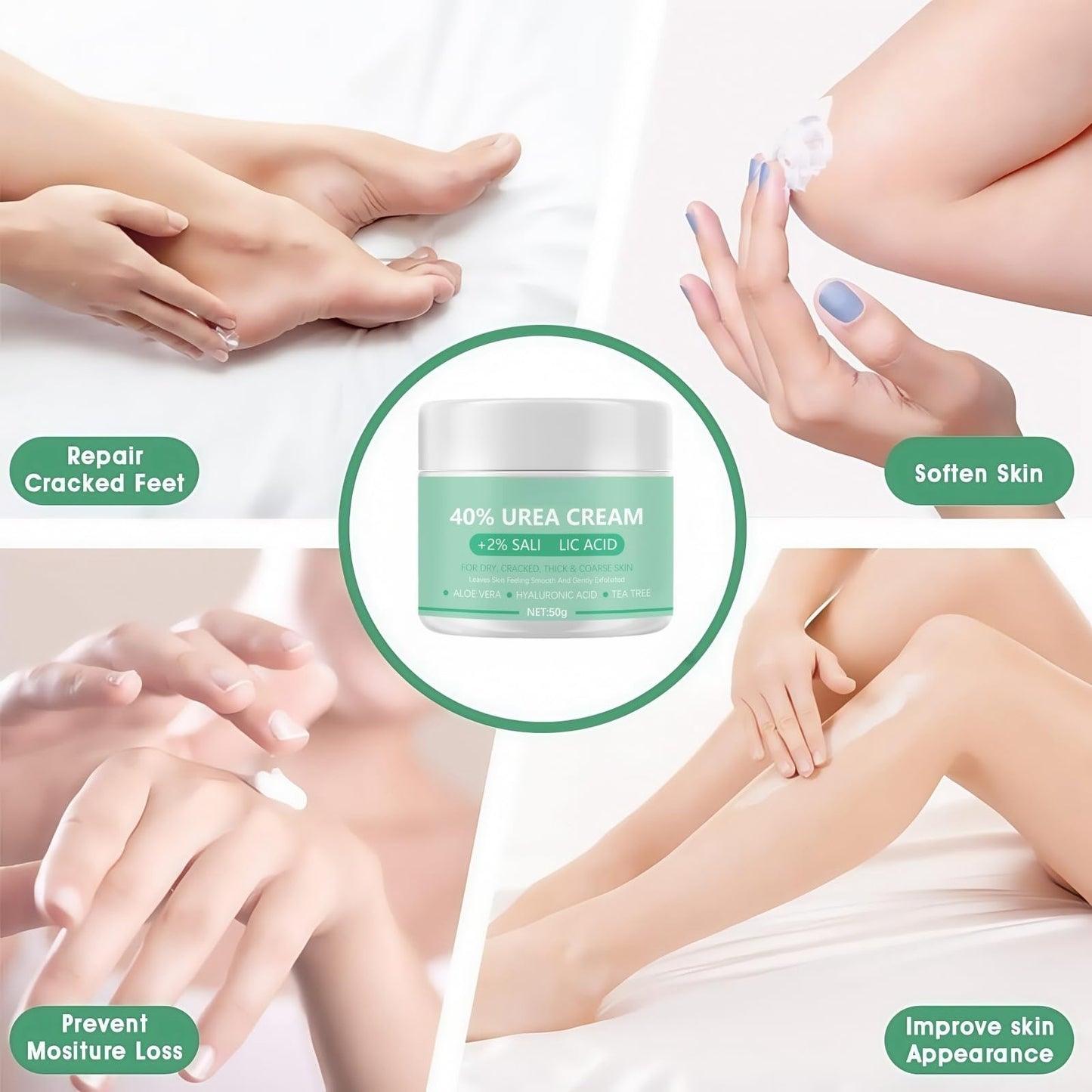 Jinjiar Urea Foot Cream,Urea Foot & Hand Cream for Dry Cracked,Cracked Heel Repair Cream,Fo-ot Cream for Cra-cked Heels and Dry Skin,Foot Moisturiser for Dry Cra-cked Feet,Fo-ot Peel,Fo-ot Care Products