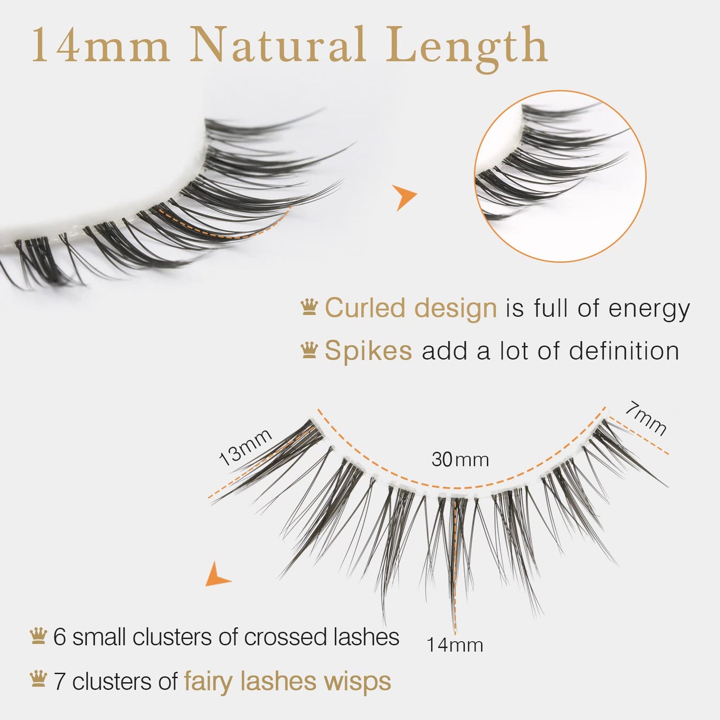 10 Pair Natural Lashes Little Devil Soft Eyelashes Strip Lashes Handmade False Eyelashes Natural Look Transparent Clear Band Small Eye Lashes by EMEDA (Little Devil)