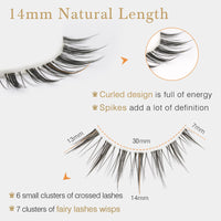 10 Pair Natural Lashes Little Devil Soft Eyelashes Strip Lashes Handmade False Eyelashes Natural Look Transparent Clear Band Small Eye Lashes by EMEDA (Little Devil)