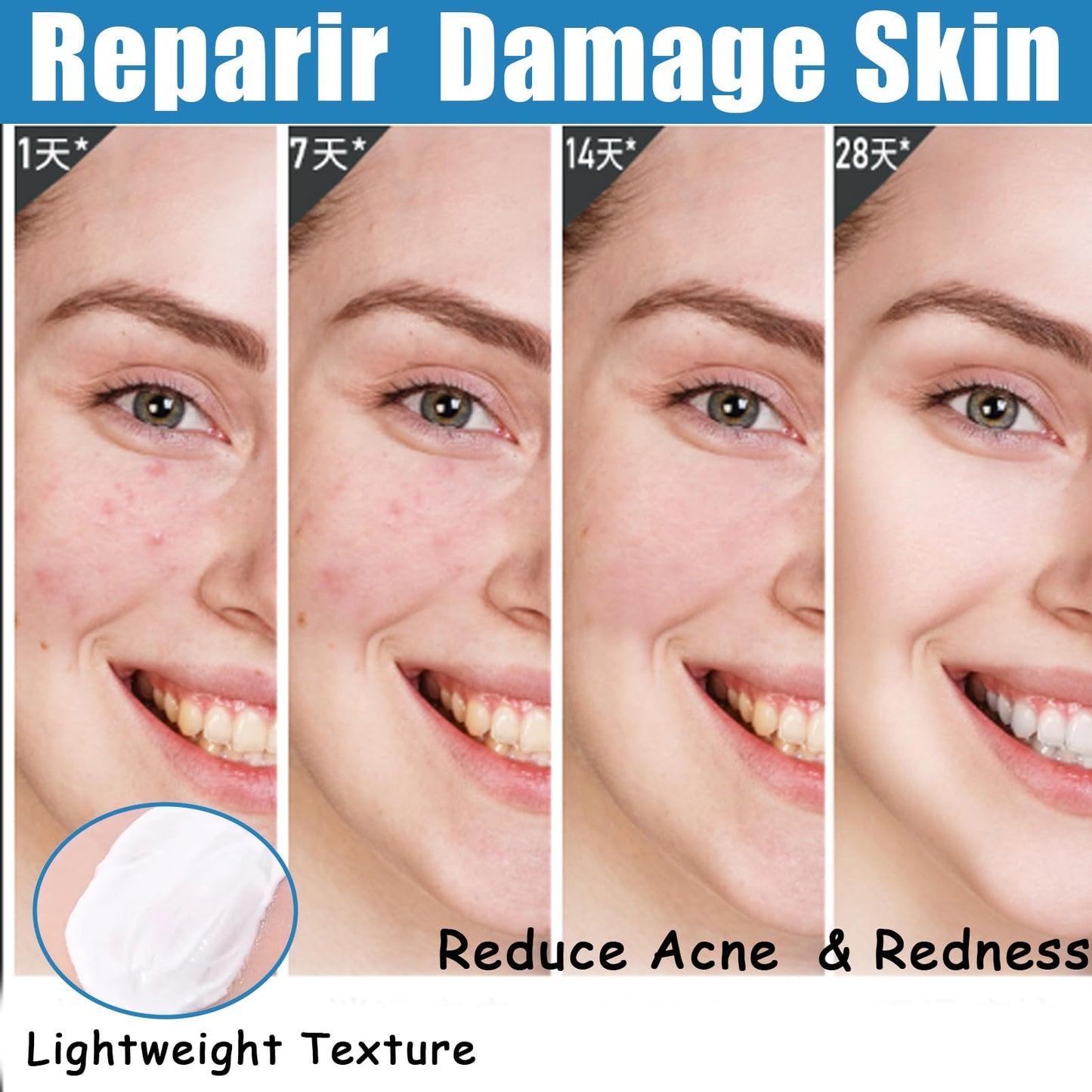 DMQ Repair Face Cream,Smoothing Day Cream,Anti Redness Moisturiser Cream,Firming Face Cream For Sensitive Skin,Face Moisturizer For Women & Men,Vitamin B5 Cream For Acne,Brightening & Repair Damage Skin
