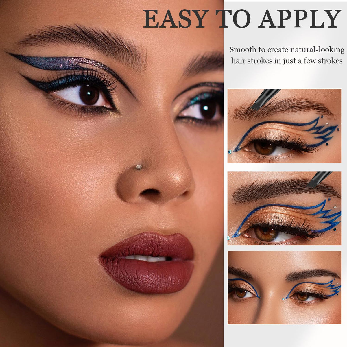Ruicen Microblading Eyebrow Pen-2026 New Eyebrow Pencil with 4 Fork Tip for Natural-Looking Hair-Like Defined Brows, Long-Lasting for 24 HR Wear, Waterproof Eyebrow Pen Light Brown
