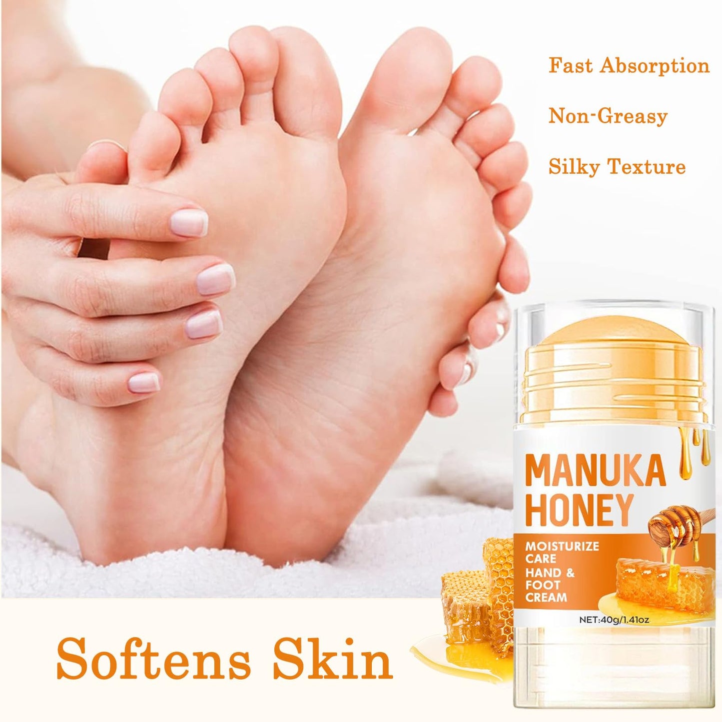 Generic Honey Foot Cream Hand Cream Cracked Heel with Deep Moisturizing Formula Enriched with Shea Butter for Dry Feet Hands Intensive Care Skin Barrier (Honey Foot Cream)