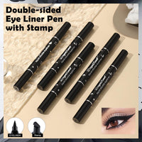 MINSHZEE Liquid Eyeliner, 5 Pcs Black Liquid Eyeliner Stamp Pen Set, Dual Tip Waterproof and Smudge-proof, Black Eyeliner Tattoo Makeup Tool, 5 Decorative Shapes (Heart, Flower, Star, Butterfly, Triangle Stamp