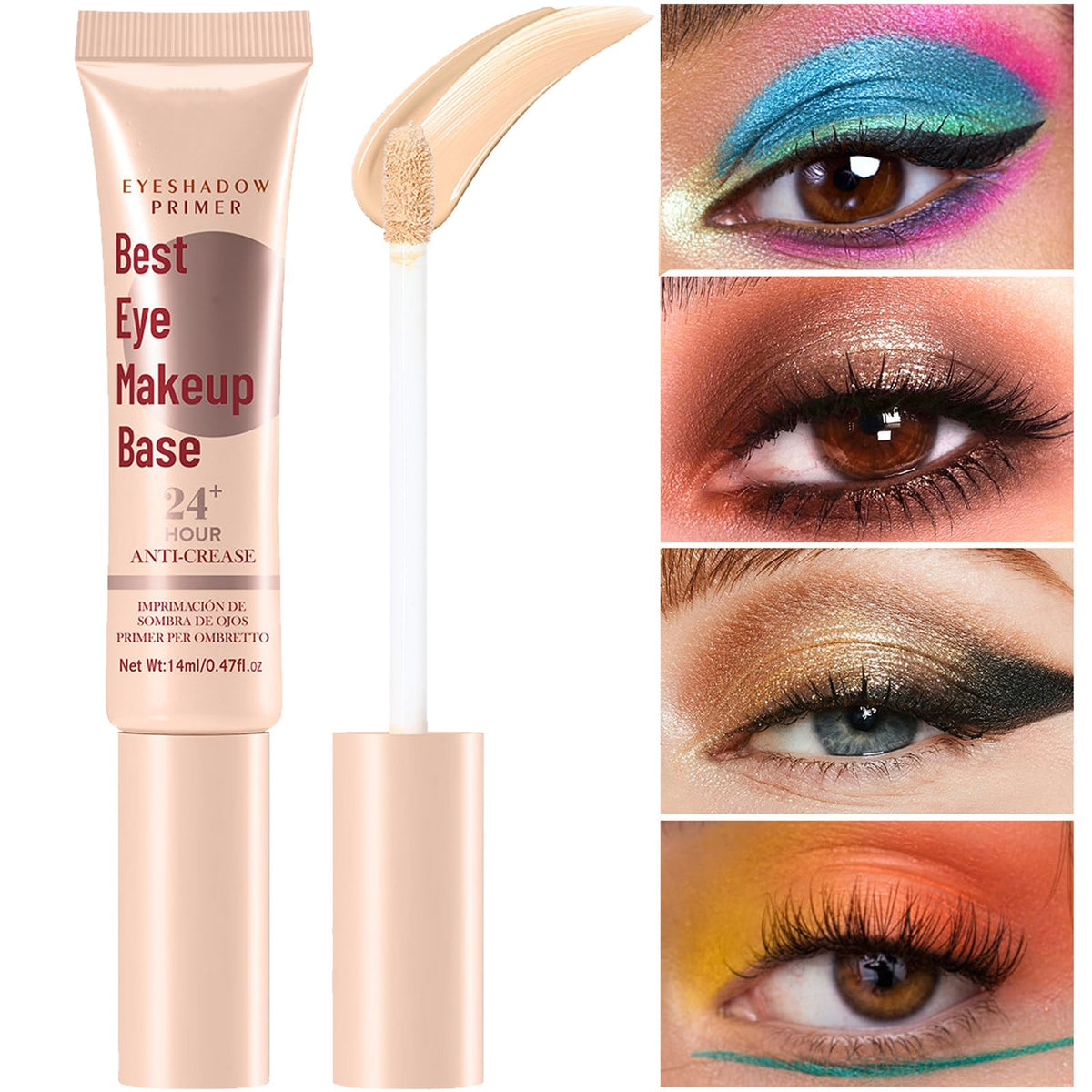 HAORQEE Under Eye Brightener, Eye Concealer for Dark Circles, Colour Corrector Eye Cream, Hydrating Eye Primer, Waterproof Full Coverage Long Lasting Eyeshadow Base Concealer