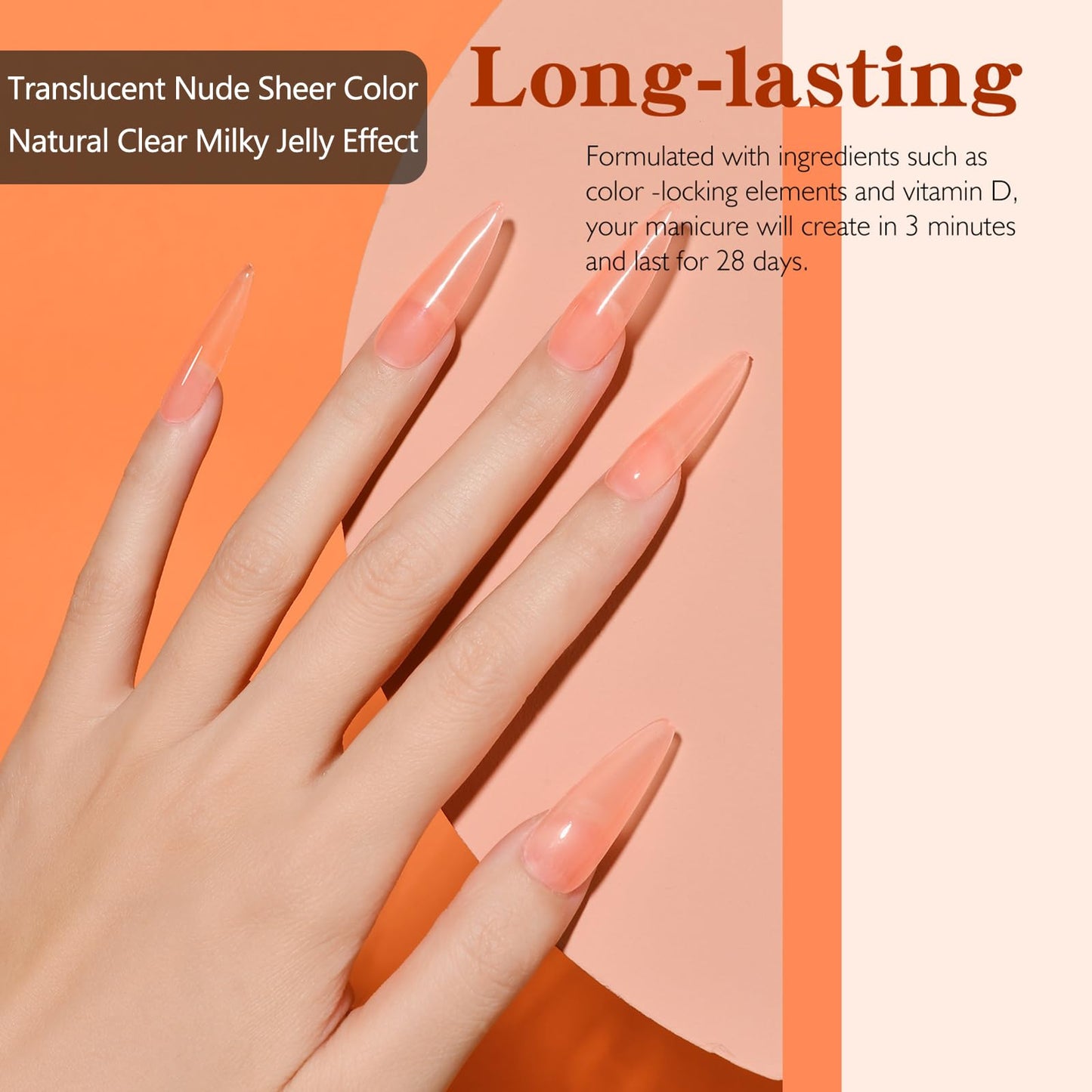 Nail Dipping Powder Set - 6 Translucent Nude Pink Color Dip Powder Nail Kit - Milky Jelly Effect Nail Powder No Need UV Lamp - DIY Nail Art French Manicure Kit for Starter