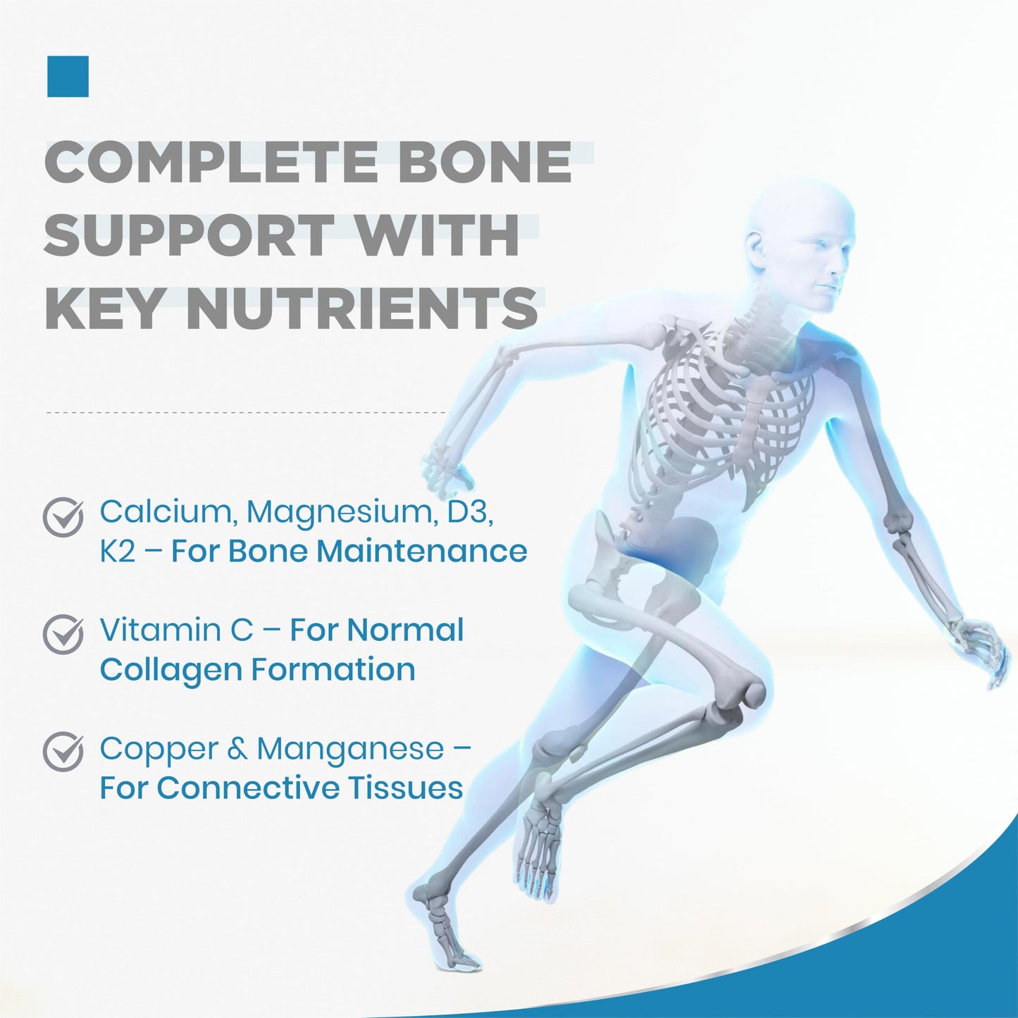 OsteoBoost Bone Support Supplement – Calcium, Vitamin D3, K2, Magnesium, Zinc, Boron for Strong Bones, Mobility & Joint Health, No Artificial Additives, 90 Vegetarian Capsules