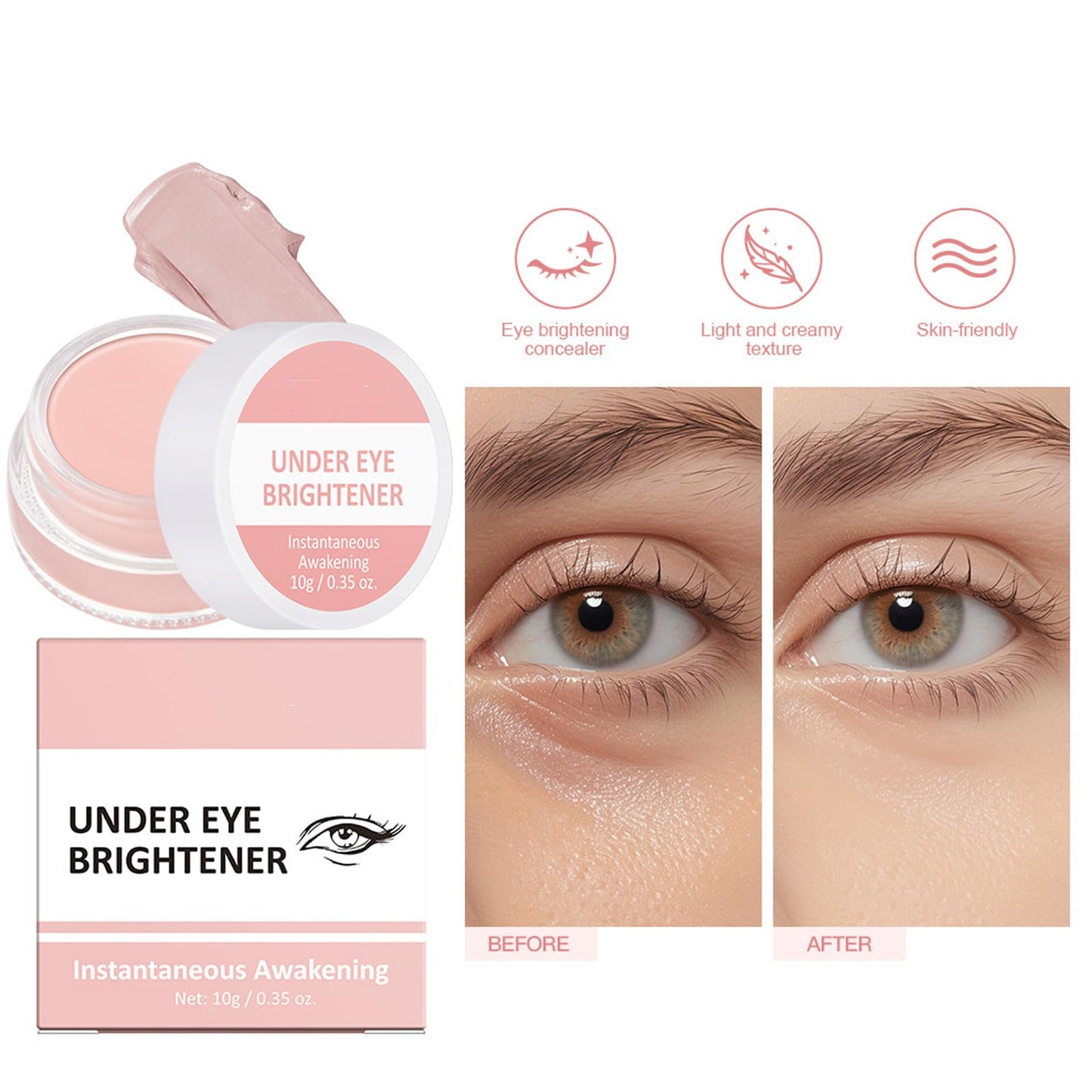 SALROAL Under Eye Brightener,Eye Concealer Instant-Anti Aging Eraser,Colour-Matching Corrector Eye Brightener Highlighter Primer for Dark Circles,Blemish Concealer,Korean Makeup