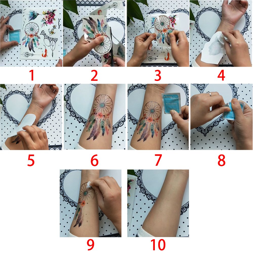 glaryyears Glaryyears Watercolor Animal Temporary Tattoos for Women Adults, 5 Pack Large Big Fake Creative Tattoo Stickers, Perfectly on Body, Rock Art, Tumblers, Smooth Surfaces