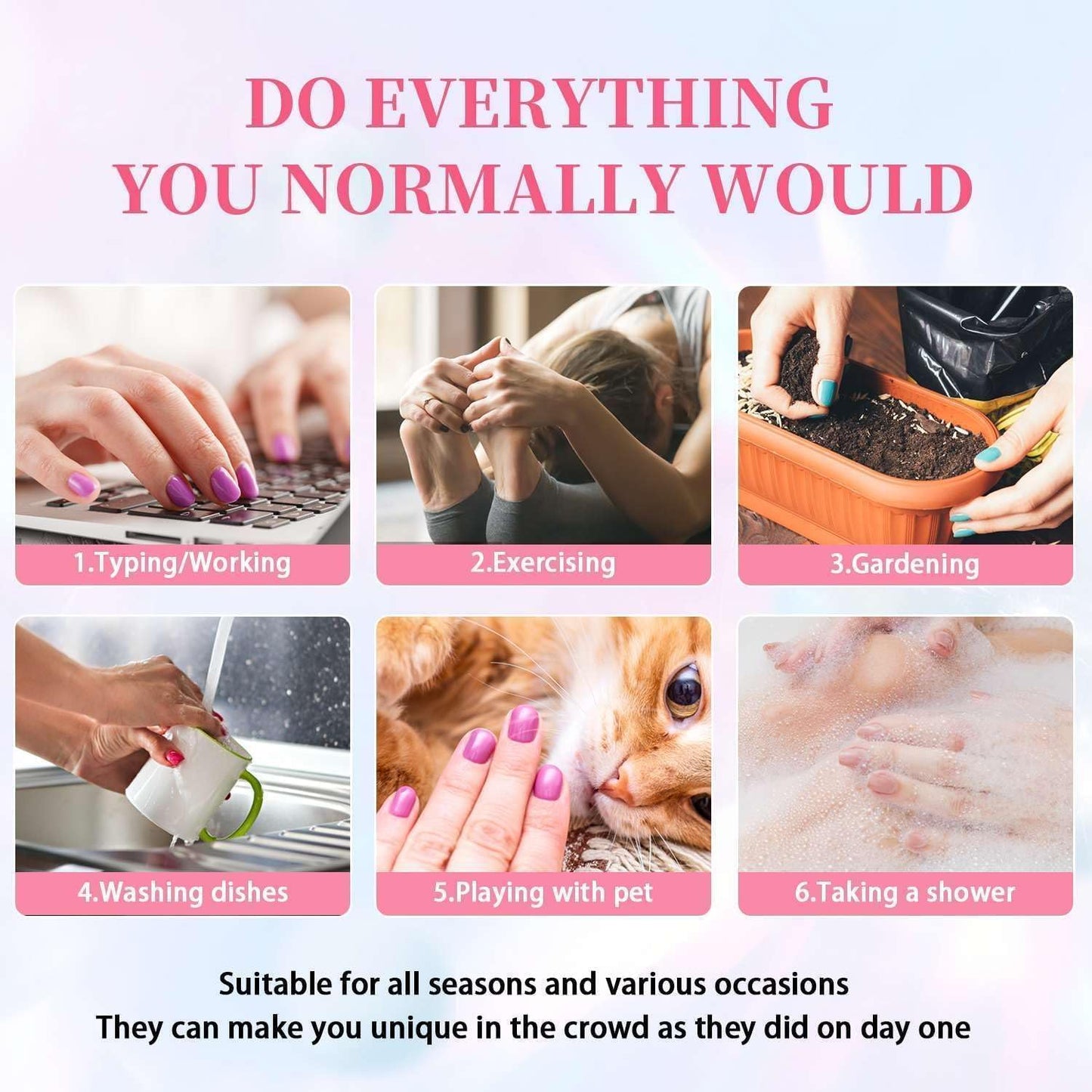 SXVME Dusty Pink Press on Nails Short Square Acrylic Short False Nails Coffin Natural Acrylic Fake Nails Set Elegant Solid Color Full Cover Glossy Gel Stick on Nail for Women Daily Wear 24 Pcs
