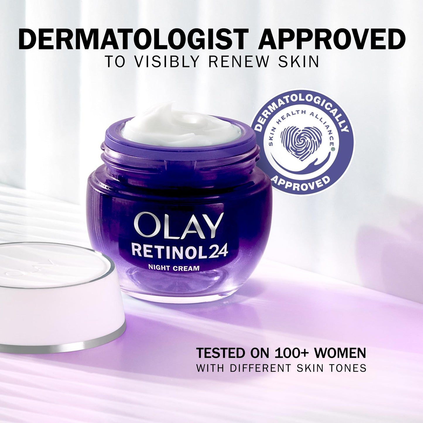Olay Retinol 24 Night Cream Face Moisturiser, Skincare with Antioxidant Vitamin E Overnight Anti Aging Skin Care: Smooths, Renews and Hydrates, 50ml