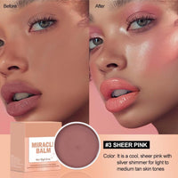 SingHao Miracle Balm Glow Skin Tinted Creamy,Multi Glow Balm,Blush for Cheeks,Blendable Colour Multi-purpose Hydrating Tint for Lips,Face,Cream Blush,Pink Blusher,Cream Contour Pale/tte(#3 Sheet Pink)