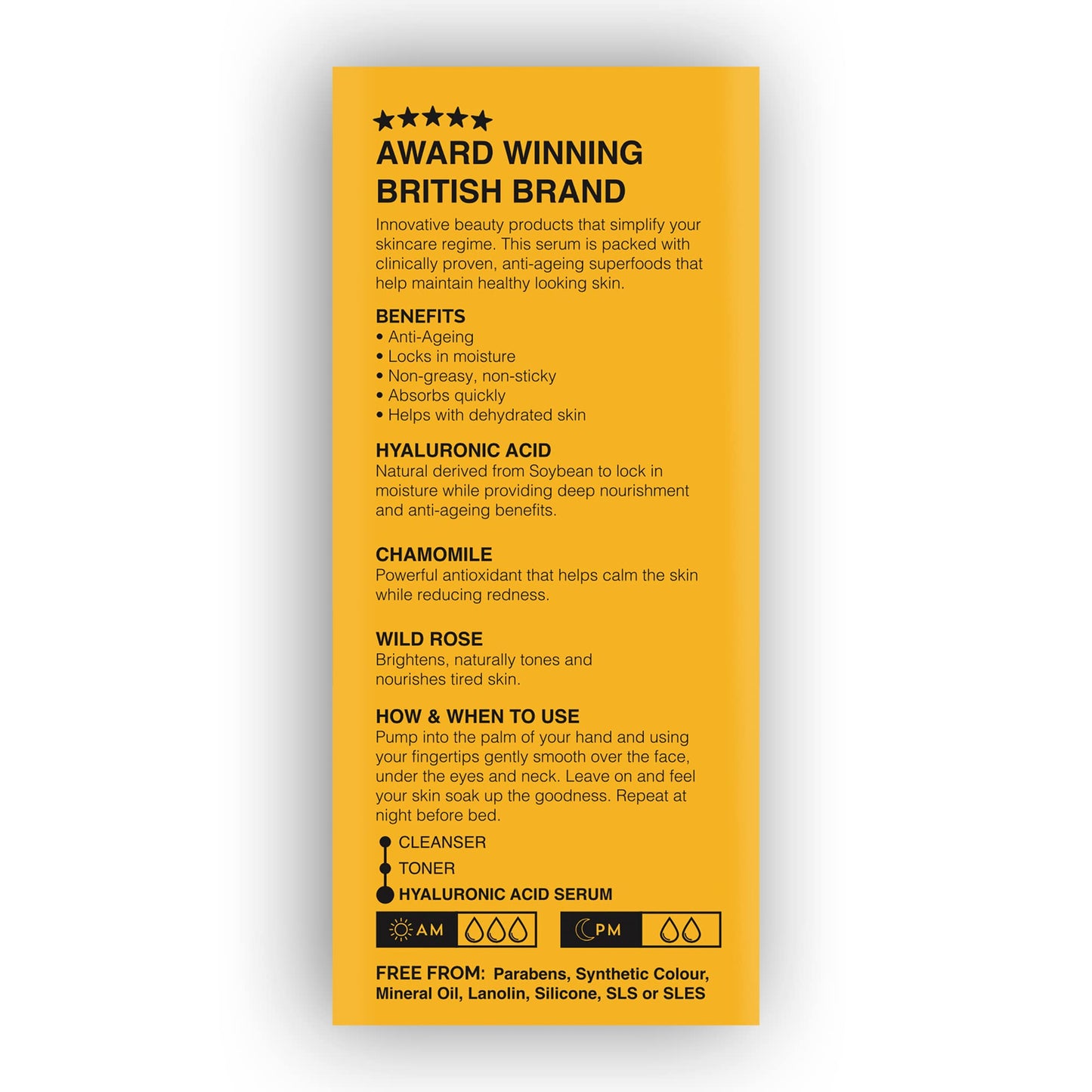 BEAUTYPRO HYALURONIC ACID Daily Hydrating Antioxidant Serum 30ml | 100% Plant Based Skincare Serum | Hydrating, Anti-Inflammatory, & Energising | Soybean & Chamomile |