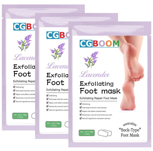 3 Pack Foot Peel Mask,Exfoliating Foot Socks Calluses Remover Dead Skin, Aloe Moisturizing Feet Peeling Mask for Dry Skin,Cracked Heels,Foot SPA Socks for Women and Men