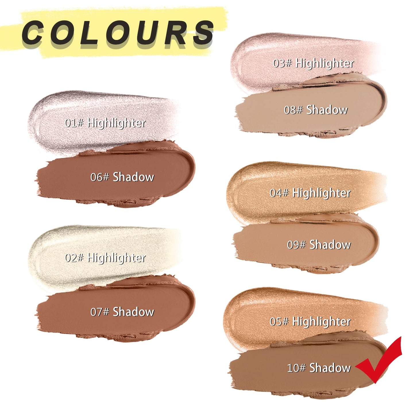 YUYUE-YY Bronzer Makeup Contour Stick, Highlighter Contour Bronzer Wand, Face Brightens Contour Stick for Long-Lasting & Waterproof. Face Make-up & Body Contour Highlight Makeup Illuminator for Daily Wear(10#)