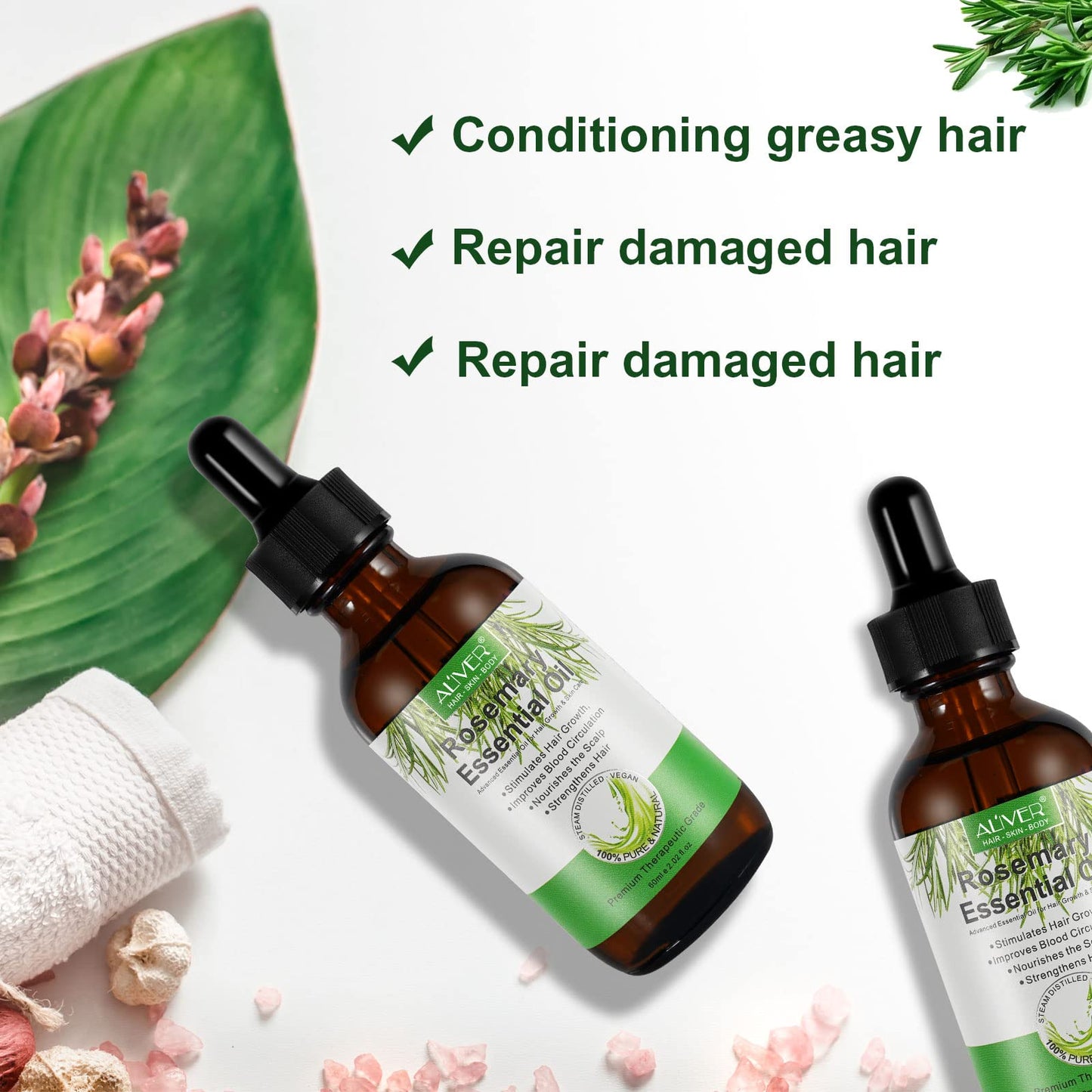 OBNOSWLPJMN 60ml Rosemary Oil For Hair Growth Natural Organic Rosemary Oil For Hair Hair Loss Treatment, Nourishes The Scalp Eyelashs, Eyebrows, Face, Body Massage