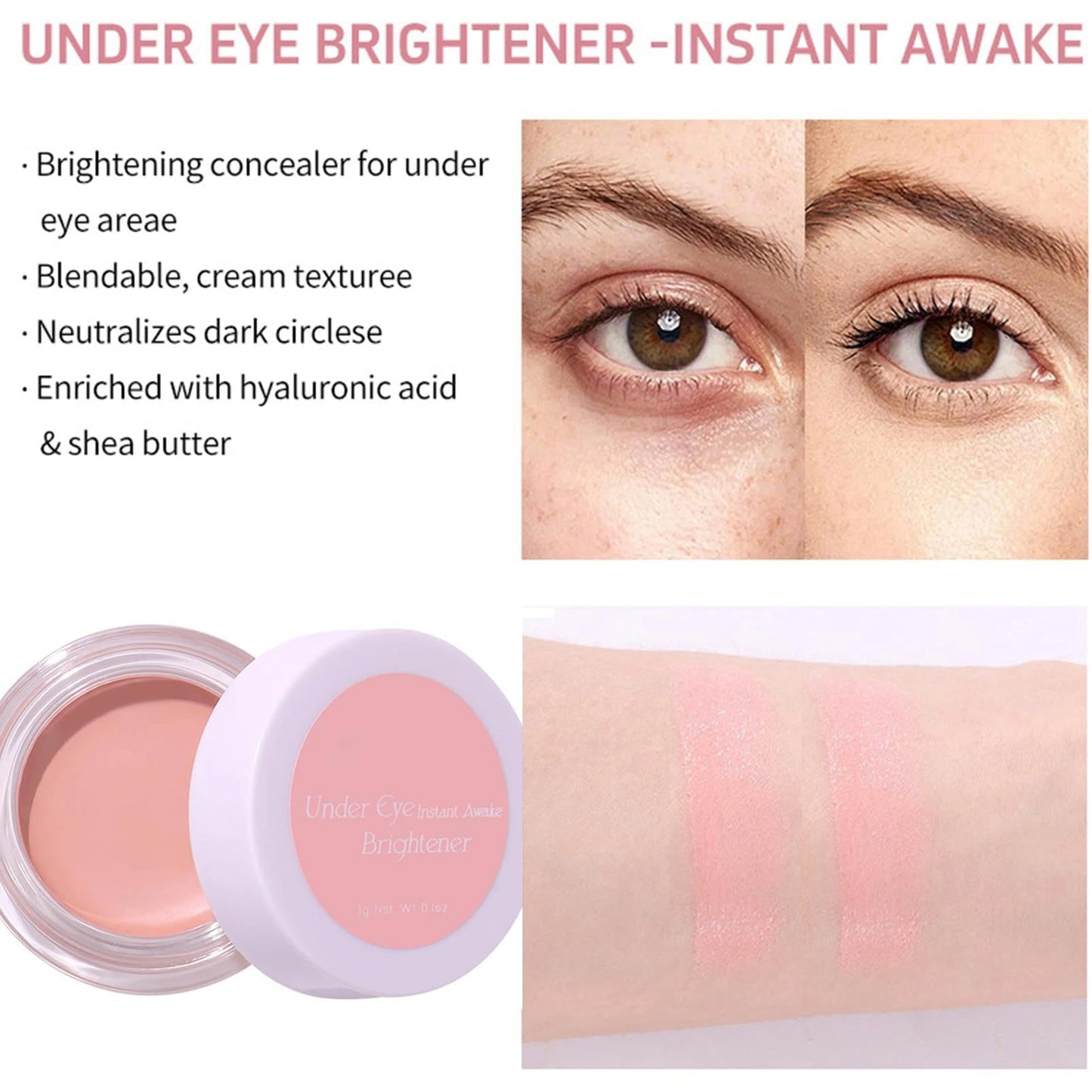 OunTechGlory Dark Circle Correcting Concealer in Light Pink Vegan Cream - Cruelty-Free Makeup