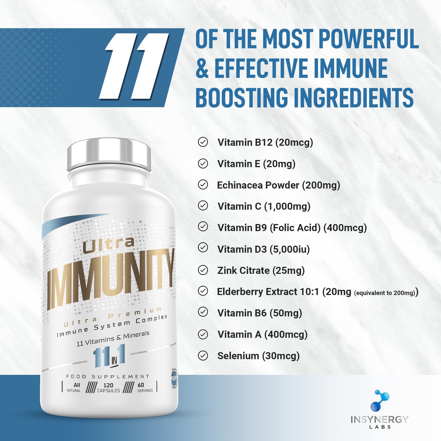 Ultra Premium Immune System Booster Supplement - Ultra Immunity | Immune System Support | Vitamin D, Vitamin C, Zinc, B12, Multivitamin 120 Capsules
