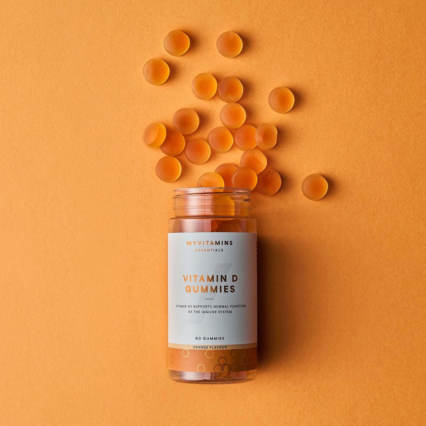 Vitamin D Gummies 25mcg - Support Immune System, Bone Health & Muscle Function - Orange - Vegetarian Friendly - 60 Gummies - Essential Vitamin D for Immune Boost, Bone Maintenance & Muscle Support