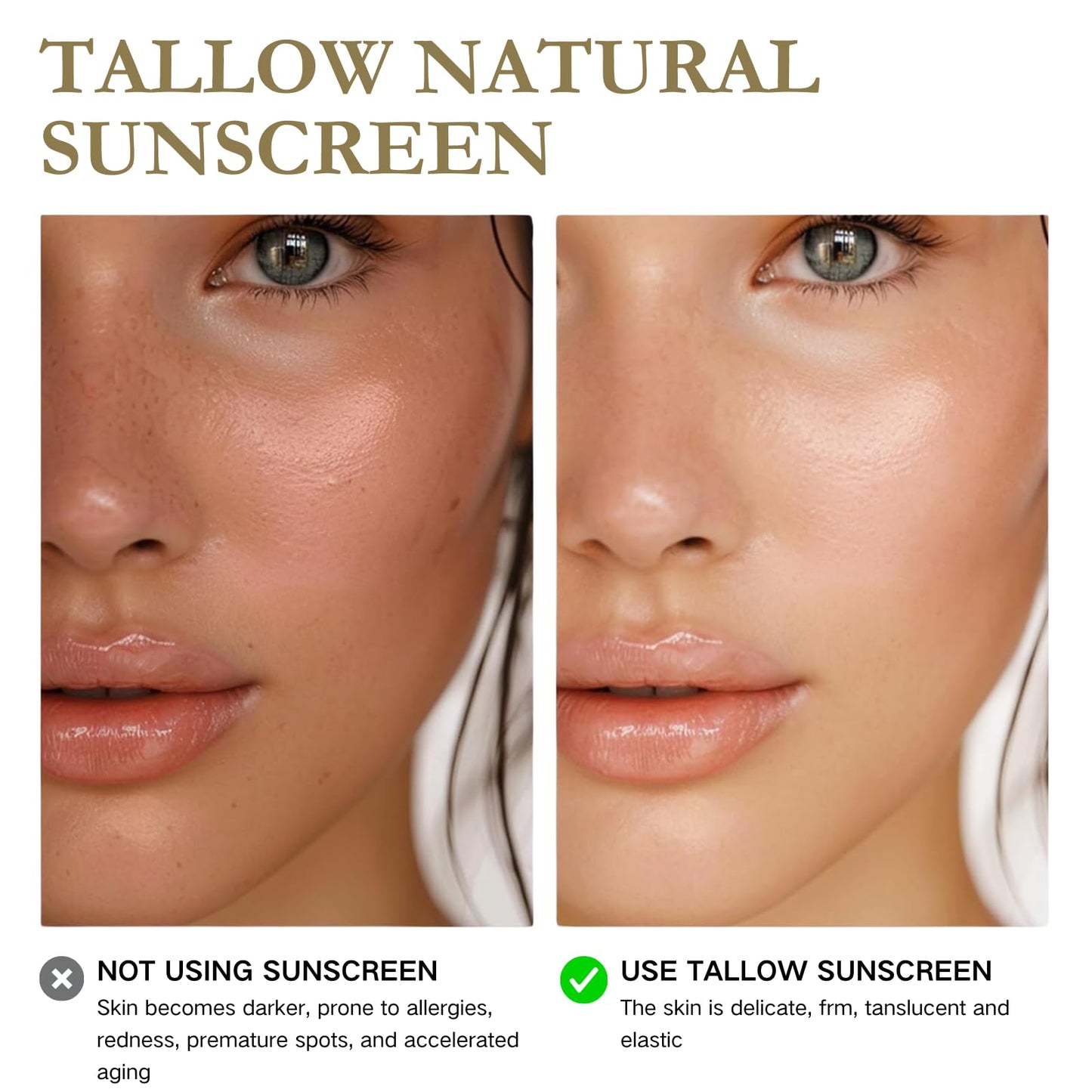 Trendyfave Grass-Fed Tallow Sunscreen Spf 30, Organic Face Sun Cream, Suncream Instant Sun Protection, Spf 30 Tallow Face Moisturiser, Non-Greasy, Reef-Safe Formula For FacE & Body | 57g Travel-Friendly