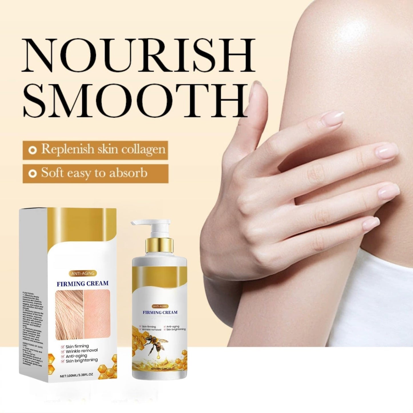 OuXing Anti-Aging Firming Cream,Bee Ven-om Firming Body Lotion,Bee Ve-nom Repair Body Cream,Firming Wrinkle Reducing Cream,Body Moisturiser,Tightening Cream,Restore Skin Elasticity for All Skin