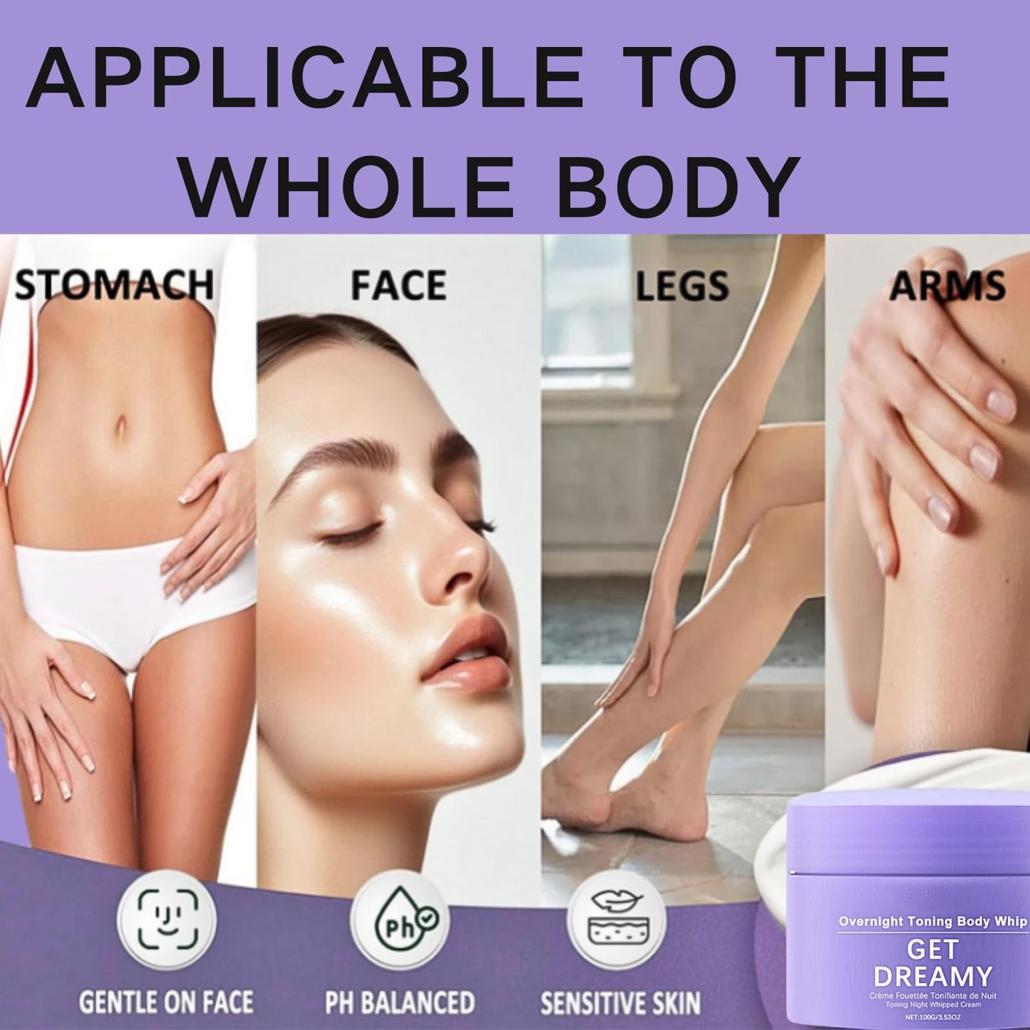 Overnight Skin Tightening Cream For Body- Overnight Toning Whip,Firming Body Lotion,Body Moisturizer for Skin Toning,Fast Absorbing,Reduce Fine Line,Smooth Skin,100g
