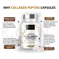 K GEN rejuvenation nutrition Pure Collagen Supplements Capsules Grass Fed Advanced Multi Collagen Peptides | Collagen Powder Pills for Hair, Skin, Nails, & Joints for Women & Men by K GEN