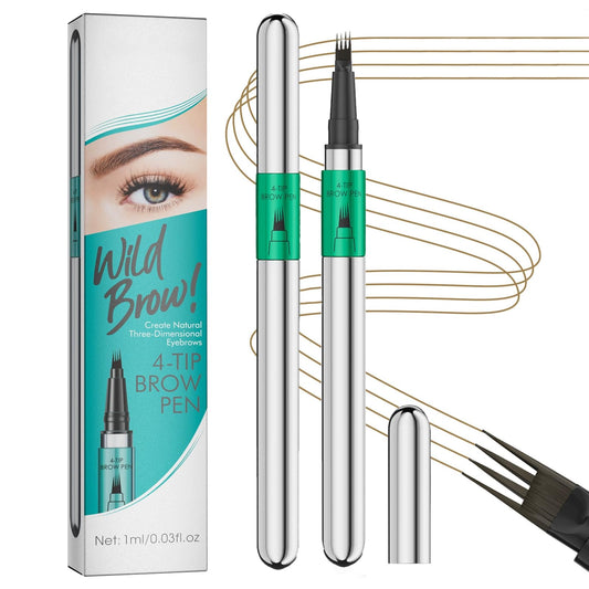 Shengqialun Microblading Eyebrow Pencil Light Brown, 4-Tip Wild Eye Brow Pencil, Precise Eyebrow Pen, Waterproof Long-Lasting Brow Pen, Natural Eyebrows For Women & Girls