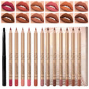 Bisienya 12pcs Lip Liners Set,Matte Lipstick Lip Liner Pencil,Longwear Smooth Lip Pencil,Smooth and Long-Lasting Lip Pencil Liner,Creamy Lip Liner,High Pigmented Waterproof Natural Lip Makeup