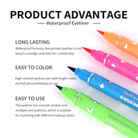 KYDA 4 Color Eyeliner Stamp Liquid Eyeliner, Waterproof & Smudge-proof Colorful Eyeliner pen,Fluorescent Rainbow Eye Liners for Women