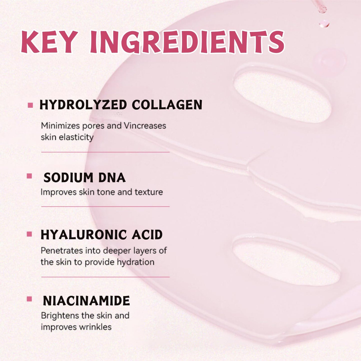 Trendyfave Collagen Face Mask, Pink Collagen Jelly Gel Mask, Korean Face Mask, Collagen Mask - Collagen Overnight Face Mask, Pore Minimizing, Moisturize, Firm & Enhance Skin Vitality, Face Masks Beauty 4Pcs