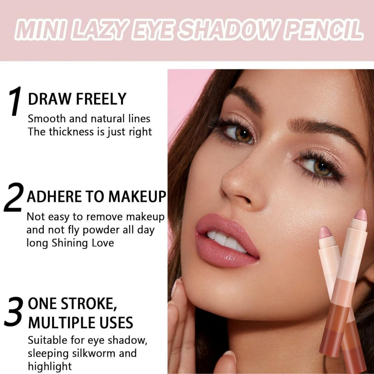 SEMECOMER Eye Shadow Stick - 5-in-1 Velvet & Matte Makeup Eyeshadow Stick, Long-Lasting Creamy Formula, Eyeshadow Pencil Includes Shimmer & Matte Finishes for Effortless Glam, Easy to Carry Combination Design