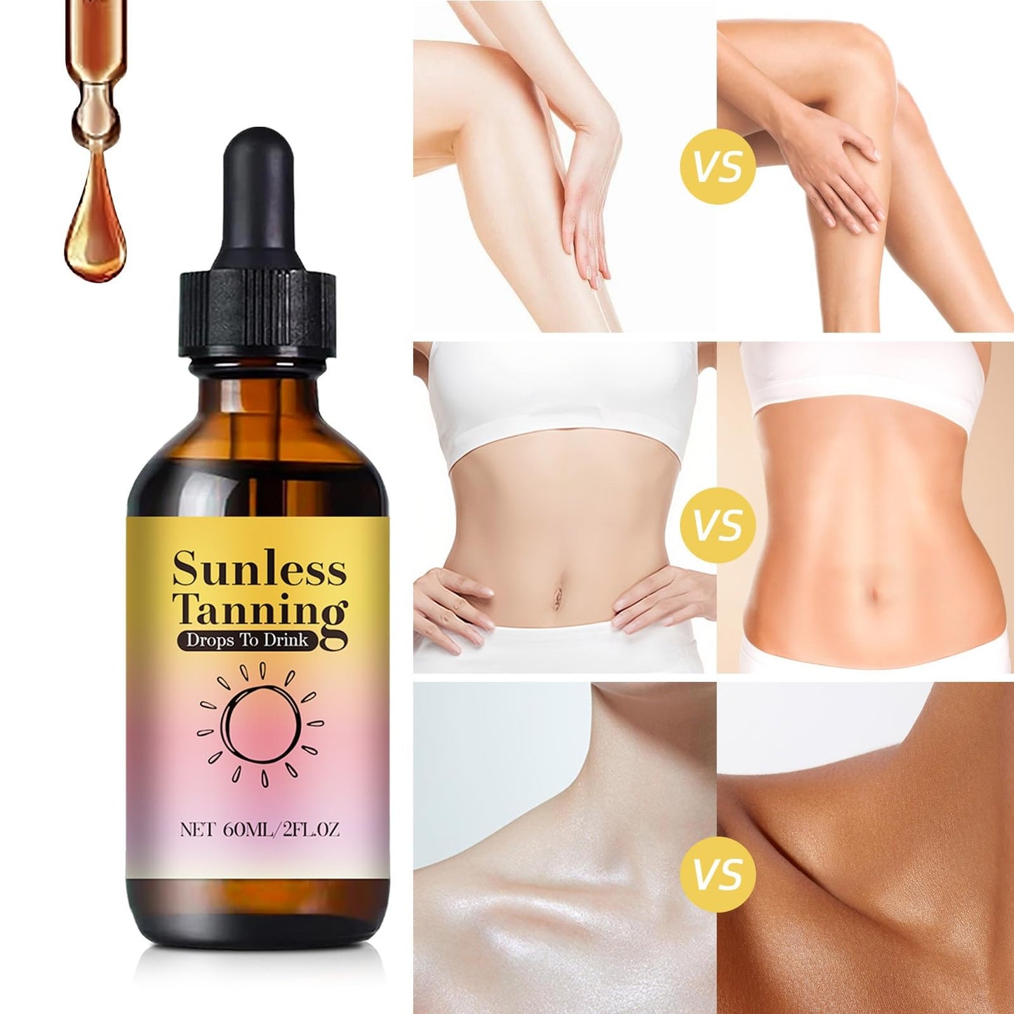 Siyinzu Sunless Tanning Drops,Tanning Drops Drink,Tanning Dro-ps,Gradual Nourishing Face Tan Drop,Shine Brown Tan-ning Accelerator,Enhancing Natural Skin Tone without the Sun Damage,Oral Tann-ing D-rops