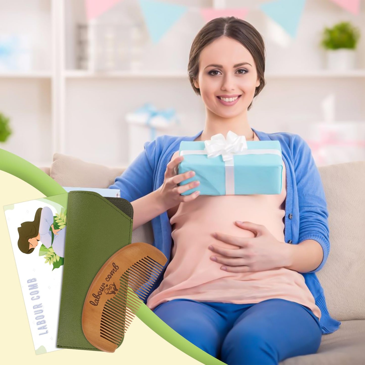 Kaempe Labour Birthing Comb, Wooden Birth/Wave Comb, Labour/Postpartum Essentials, Perineal Massage Tool, Hospital Bag Essentials, After Birth for Mum