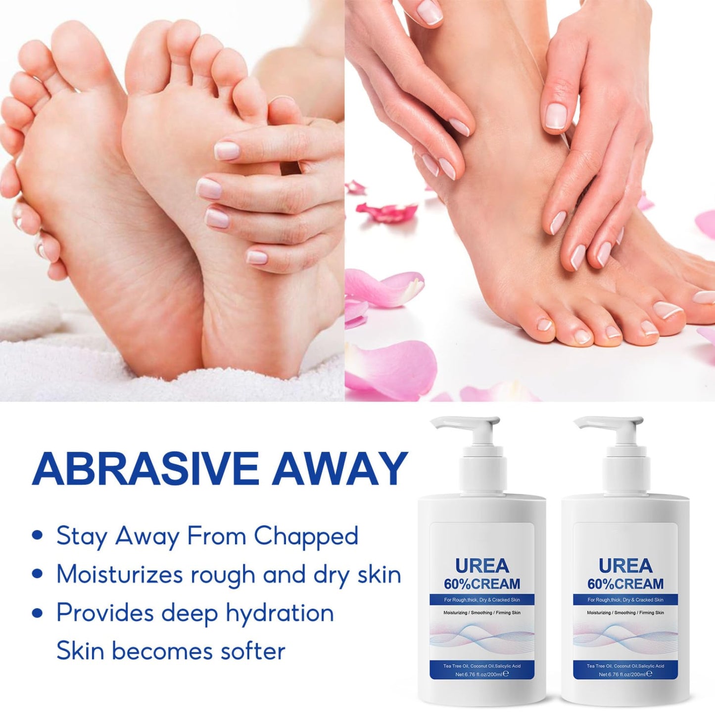 ISBEAUSOLS 60% Urea Cream - Cracked Heel Repair Cream For Feet and Hand - Foot Cream for Cracked Heels and Dry Skin - Urea Cream 60 Percent for Feet - Maximum Strength for Hand, Foot and Body Care