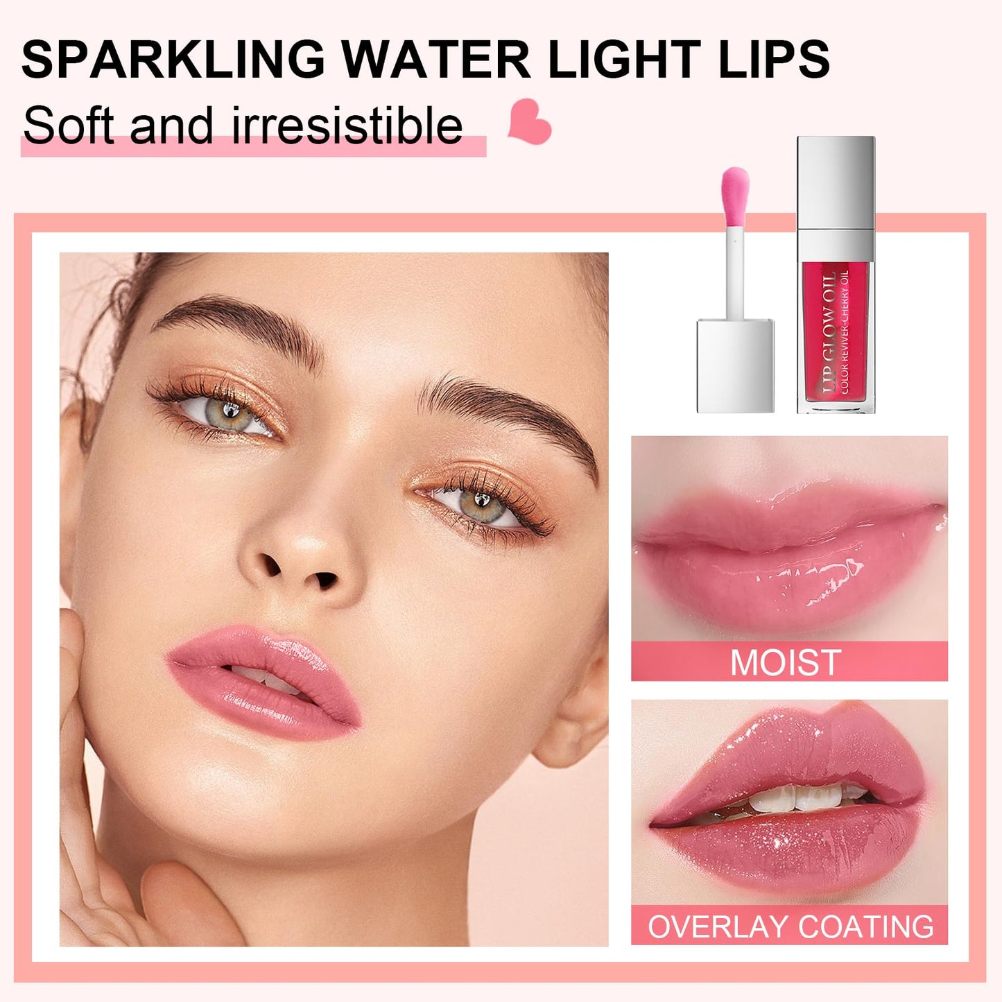 Ceboic Hydrating Lip Glow Oil, Moisturizing Lip Oil, Long Lasting Plumping Lip Gloss Non-Sticky Transparent Toot Lip Balm, Tinted Lip Prevents Lip Lines and Dry Cracked Lips (Raspberry)