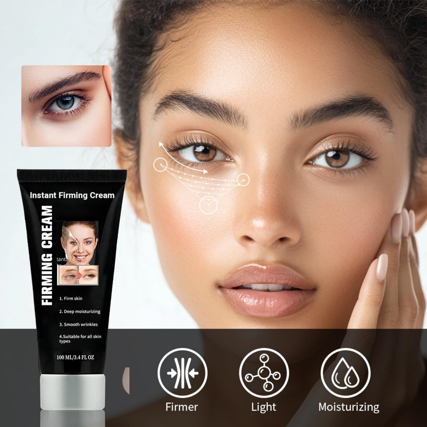 100ml Joro/Ndy Firming Cream,Instant Firm Temporary Face Tightener,Temporary Rapid Firming Face Lift,Loose Skin Tightening Cream,Joron/Dy Firming Eye Cream,Anti-Wrinkle Skin Cream for Remove Wrinkles